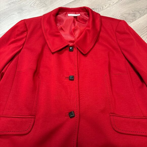 John Meyer Womens Blazer Jacket Plus Size 22W Red VTG Y2K Black Stitching Accent - Picture 12 of 16